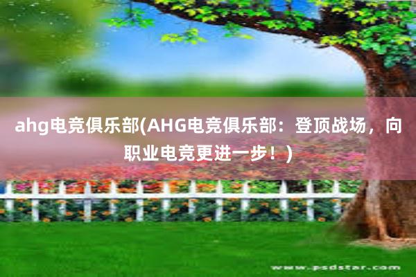 ahg电竞俱乐部(AHG电竞俱乐部：登顶战场，向职业电竞更进一步！)