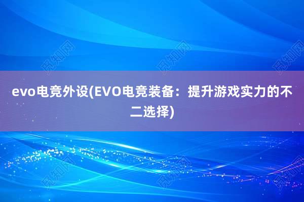 evo电竞外设(EVO电竞装备：提升游戏实力的不二选择)