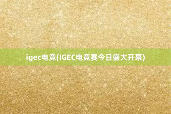 igec电竞(IGEC电竞赛今日盛大开幕)