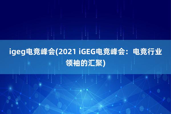 igeg电竞峰会(2021 iGEG电竞峰会：电竞行业领袖的汇聚)