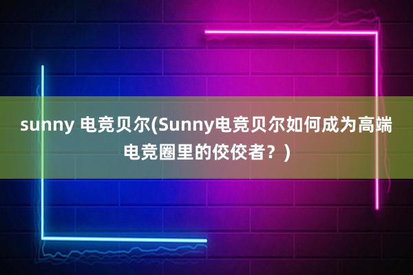 sunny 电竞贝尔(Sunny电竞贝尔如何成为高端电竞圈里的佼佼者？)