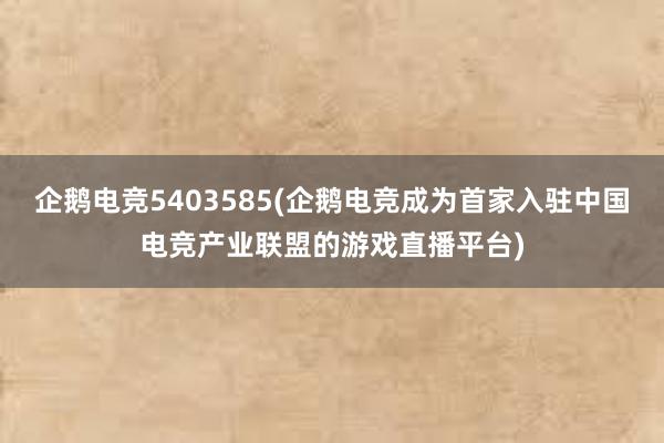 企鹅电竞5403585(企鹅电竞成为首家入驻中国电竞产业联盟的游戏直播平台)