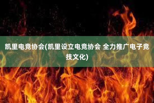 凯里电竞协会(凯里设立电竞协会 全力推广电子竞技文化)