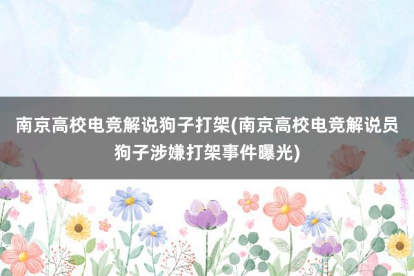 南京高校电竞解说狗子打架(南京高校电竞解说员狗子涉嫌打架事件曝光)