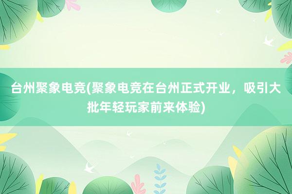 台州聚象电竞(聚象电竞在台州正式开业，吸引大批年轻玩家前来体验)