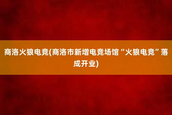 商洛火狼电竞(商洛市新增电竞场馆“火狼电竞”落成开业)