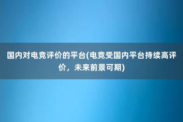 国内对电竞评价的平台(电竞受国内平台持续高评价，未来前景可期)