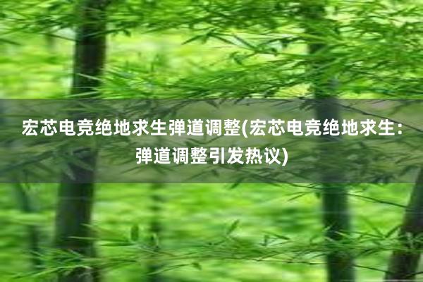 宏芯电竞绝地求生弹道调整(宏芯电竞绝地求生：弹道调整引发热议)