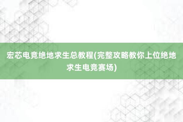 宏芯电竞绝地求生总教程(完整攻略教你上位绝地求生电竞赛场)