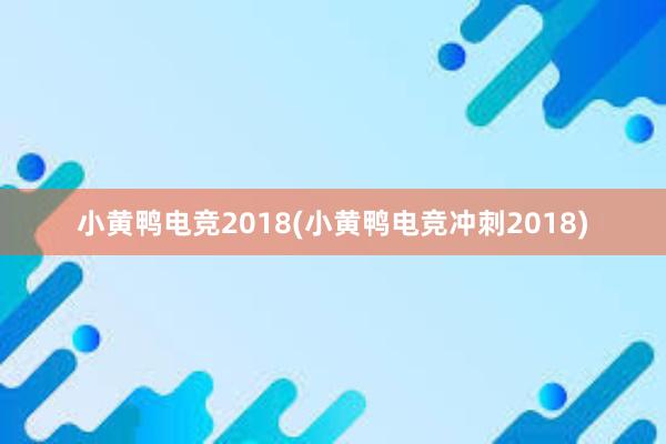 小黄鸭电竞2018(小黄鸭电竞冲刺2018)