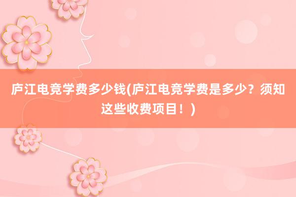 庐江电竞学费多少钱(庐江电竞学费是多少？须知这些收费项目！)