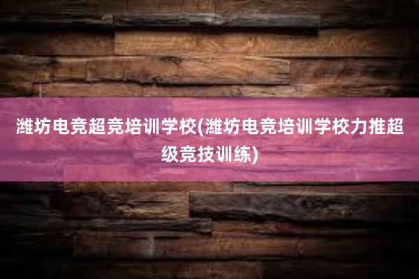 潍坊电竞超竞培训学校(潍坊电竞培训学校力推超级竞技训练)