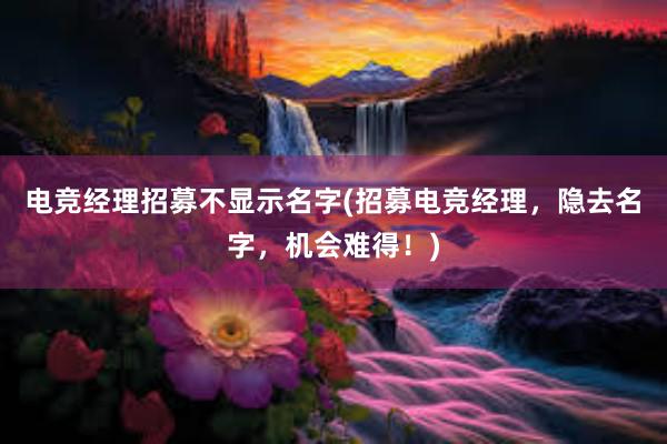 电竞经理招募不显示名字(招募电竞经理，隐去名字，机会难得！)