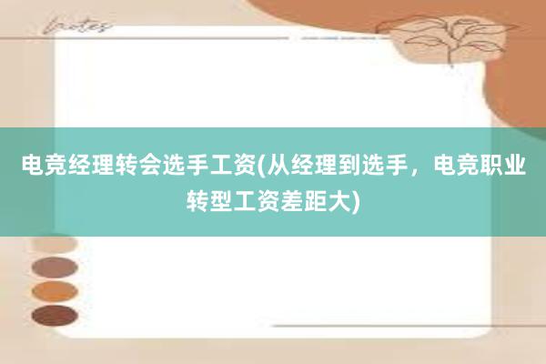 电竞经理转会选手工资(从经理到选手，电竞职业转型工资差距大)