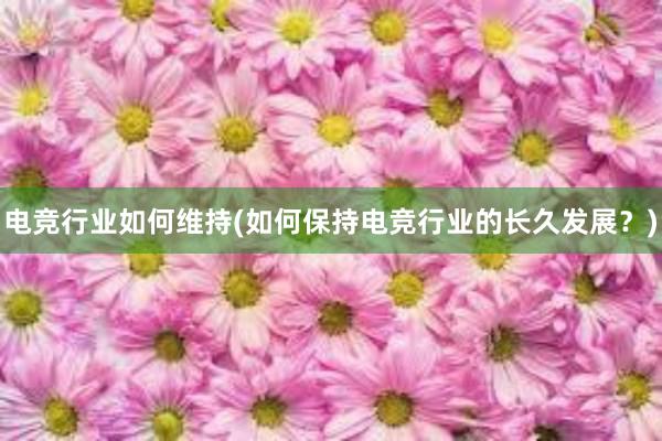 电竞行业如何维持(如何保持电竞行业的长久发展？)