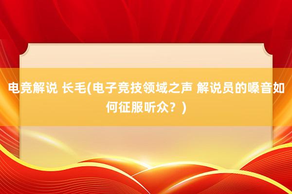 电竞解说 长毛(电子竞技领域之声 解说员的嗓音如何征服听众？)