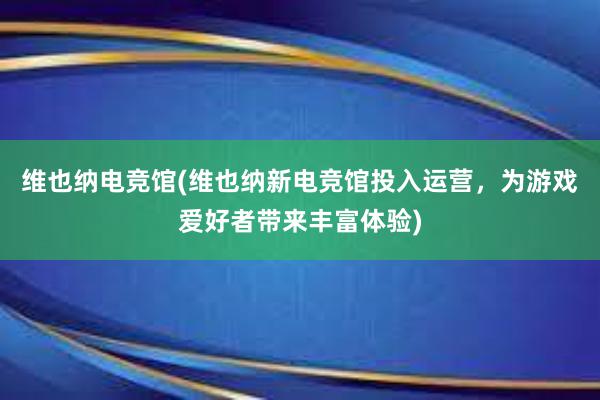 维也纳电竞馆(维也纳新电竞馆投入运营，为游戏爱好者带来丰富体验)