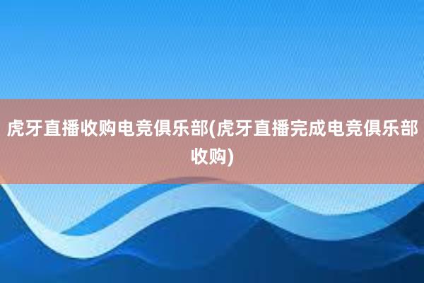 虎牙直播收购电竞俱乐部(虎牙直播完成电竞俱乐部收购)