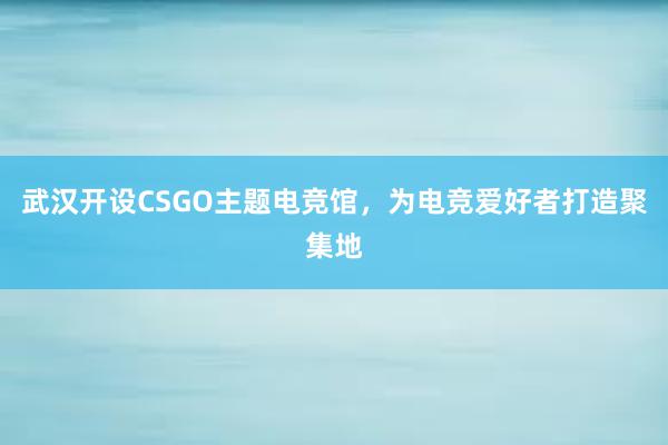 武汉开设CSGO主题电竞馆，为电竞爱好者打造聚集地