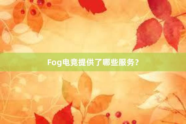 Fog电竞提供了哪些服务？