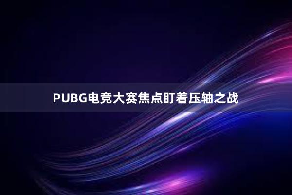 PUBG电竞大赛焦点盯着压轴之战