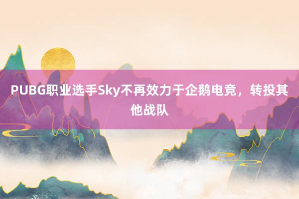 PUBG职业选手Sky不再效力于企鹅电竞，转投其他战队