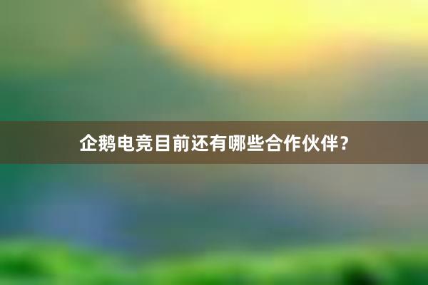 企鹅电竞目前还有哪些合作伙伴？