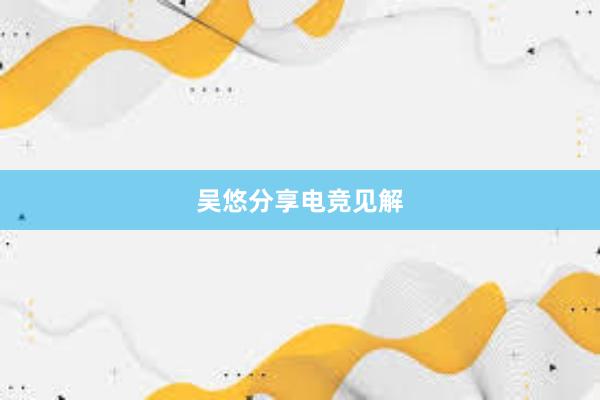 吴悠分享电竞见解