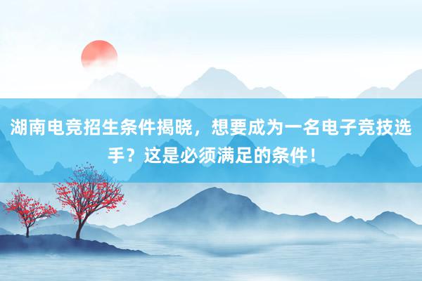 湖南电竞招生条件揭晓，想要成为一名电子竞技选手？这是必须满足的条件！