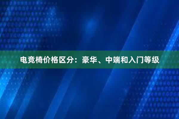 电竞椅价格区分：豪华、中端和入门等级