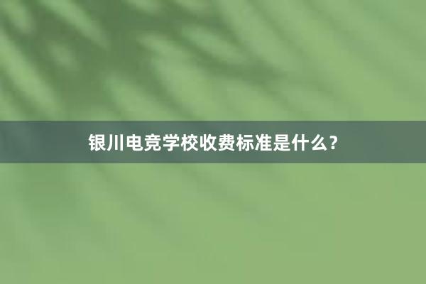 银川电竞学校收费标准是什么？